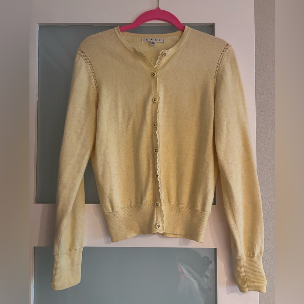 CAbi Light Yellow Button-Up Cardigan